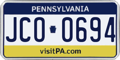 PA license plate JCO0694