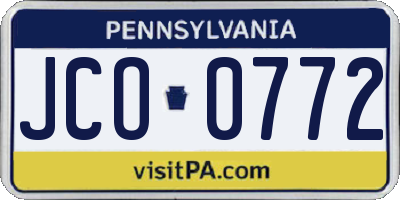 PA license plate JCO0772
