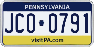 PA license plate JCO0791
