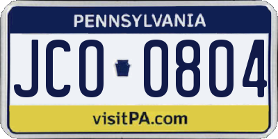 PA license plate JCO0804