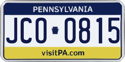 PA license plate JCO0815