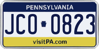 PA license plate JCO0823