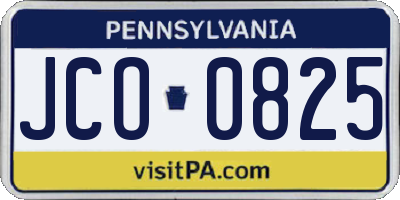 PA license plate JCO0825