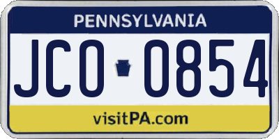 PA license plate JCO0854