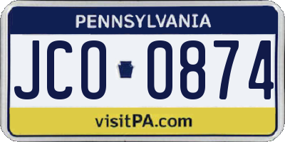 PA license plate JCO0874