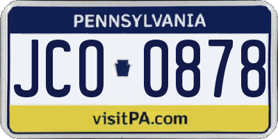 PA license plate JCO0878
