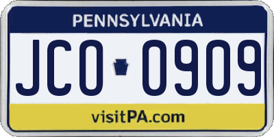 PA license plate JCO0909