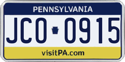PA license plate JCO0915