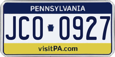 PA license plate JCO0927