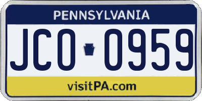PA license plate JCO0959