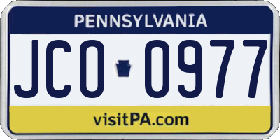 PA license plate JCO0977