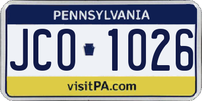 PA license plate JCO1026