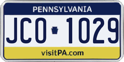 PA license plate JCO1029