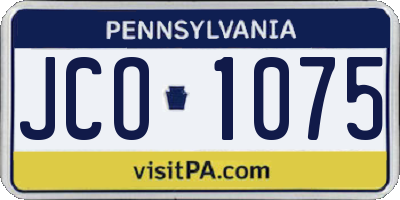 PA license plate JCO1075