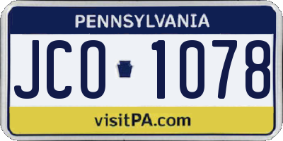 PA license plate JCO1078