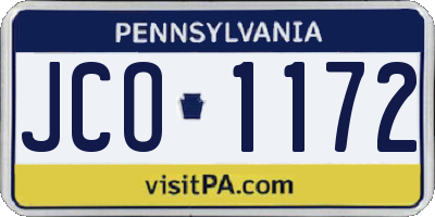 PA license plate JCO1172