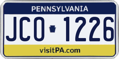 PA license plate JCO1226