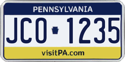 PA license plate JCO1235