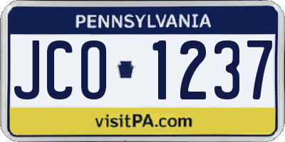 PA license plate JCO1237
