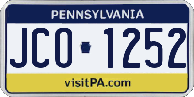 PA license plate JCO1252