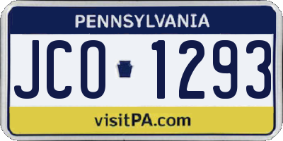 PA license plate JCO1293
