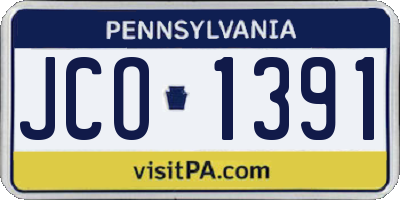 PA license plate JCO1391