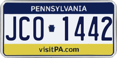 PA license plate JCO1442