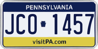 PA license plate JCO1457