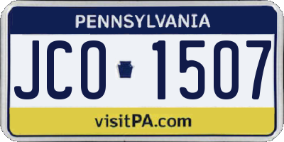 PA license plate JCO1507