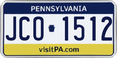 PA license plate JCO1512