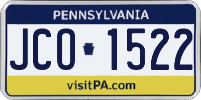 PA license plate JCO1522