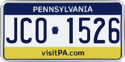 PA license plate JCO1526