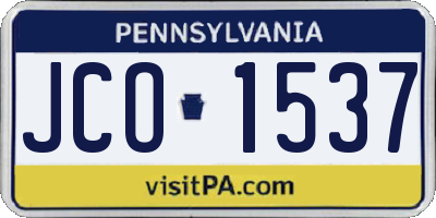 PA license plate JCO1537
