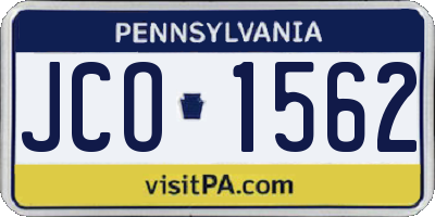 PA license plate JCO1562