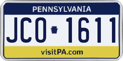 PA license plate JCO1611