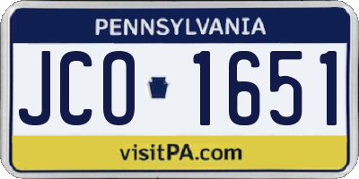 PA license plate JCO1651
