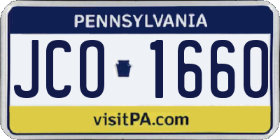 PA license plate JCO1660