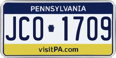 PA license plate JCO1709