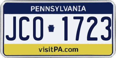 PA license plate JCO1723
