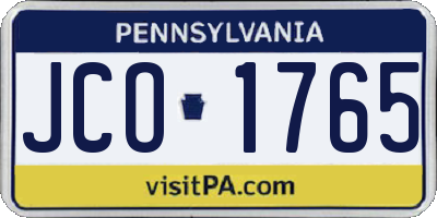PA license plate JCO1765