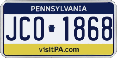 PA license plate JCO1868