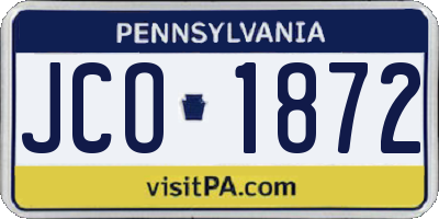 PA license plate JCO1872