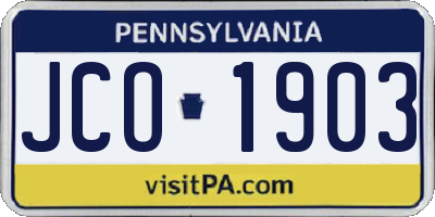 PA license plate JCO1903