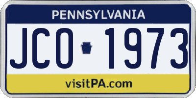 PA license plate JCO1973