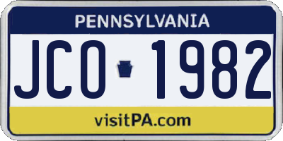 PA license plate JCO1982