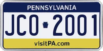PA license plate JCO2001