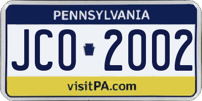 PA license plate JCO2002