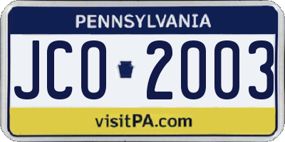 PA license plate JCO2003