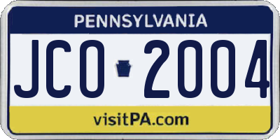 PA license plate JCO2004