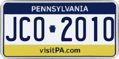 PA license plate JCO2010